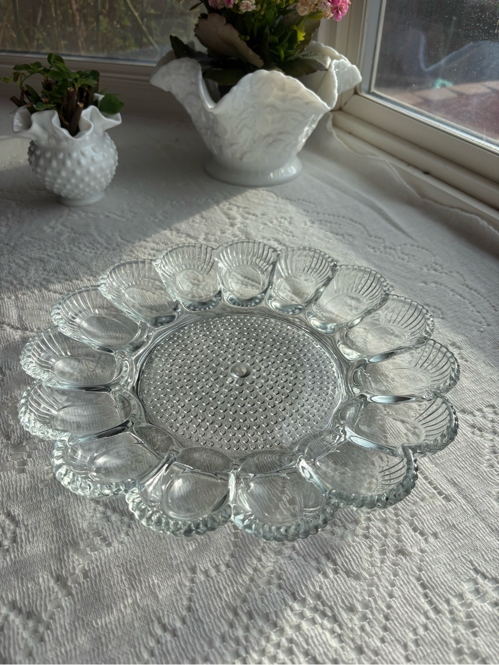 Clear Glass Deviled Egg & Serving Platter